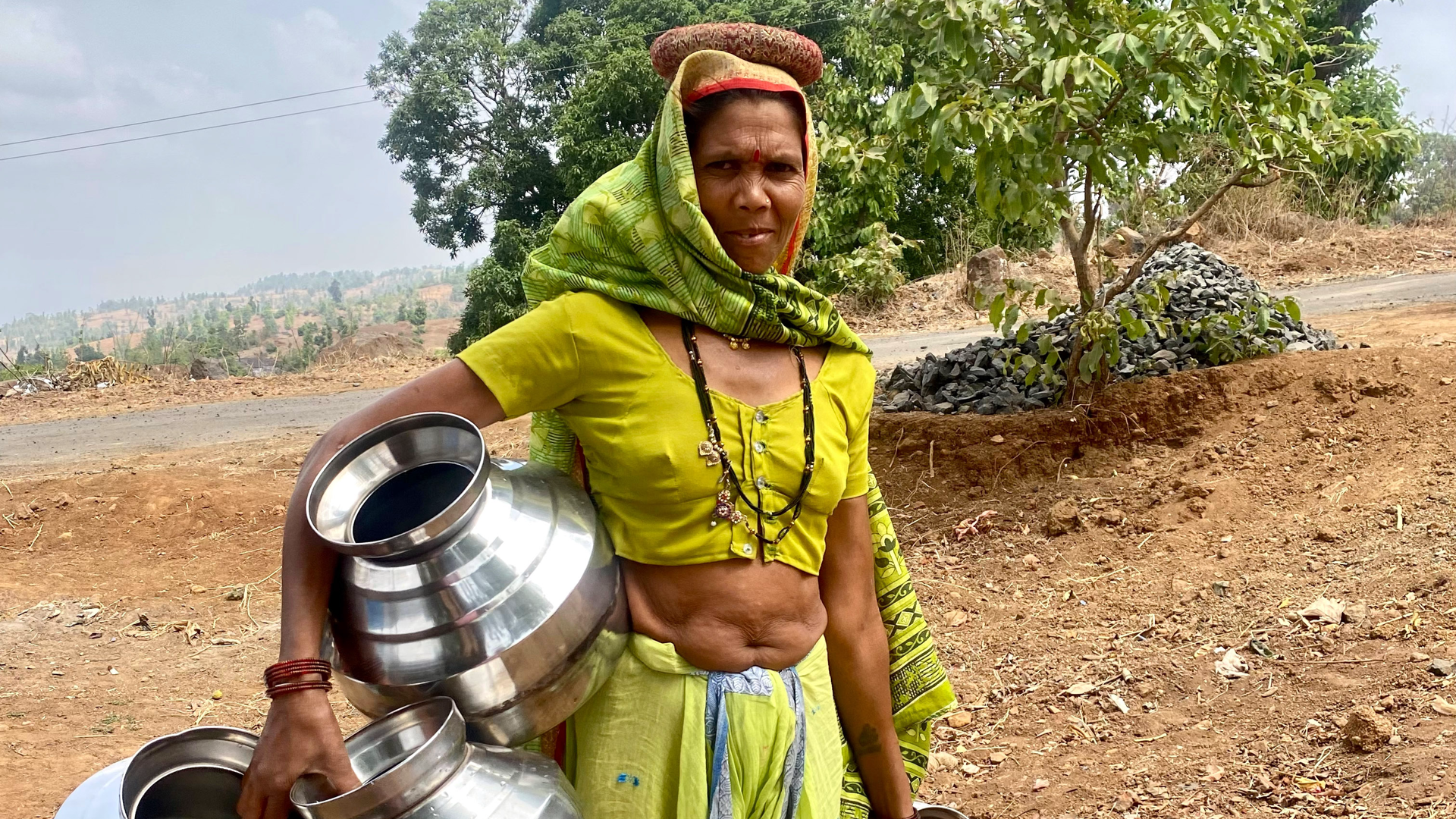 Woman collecting water