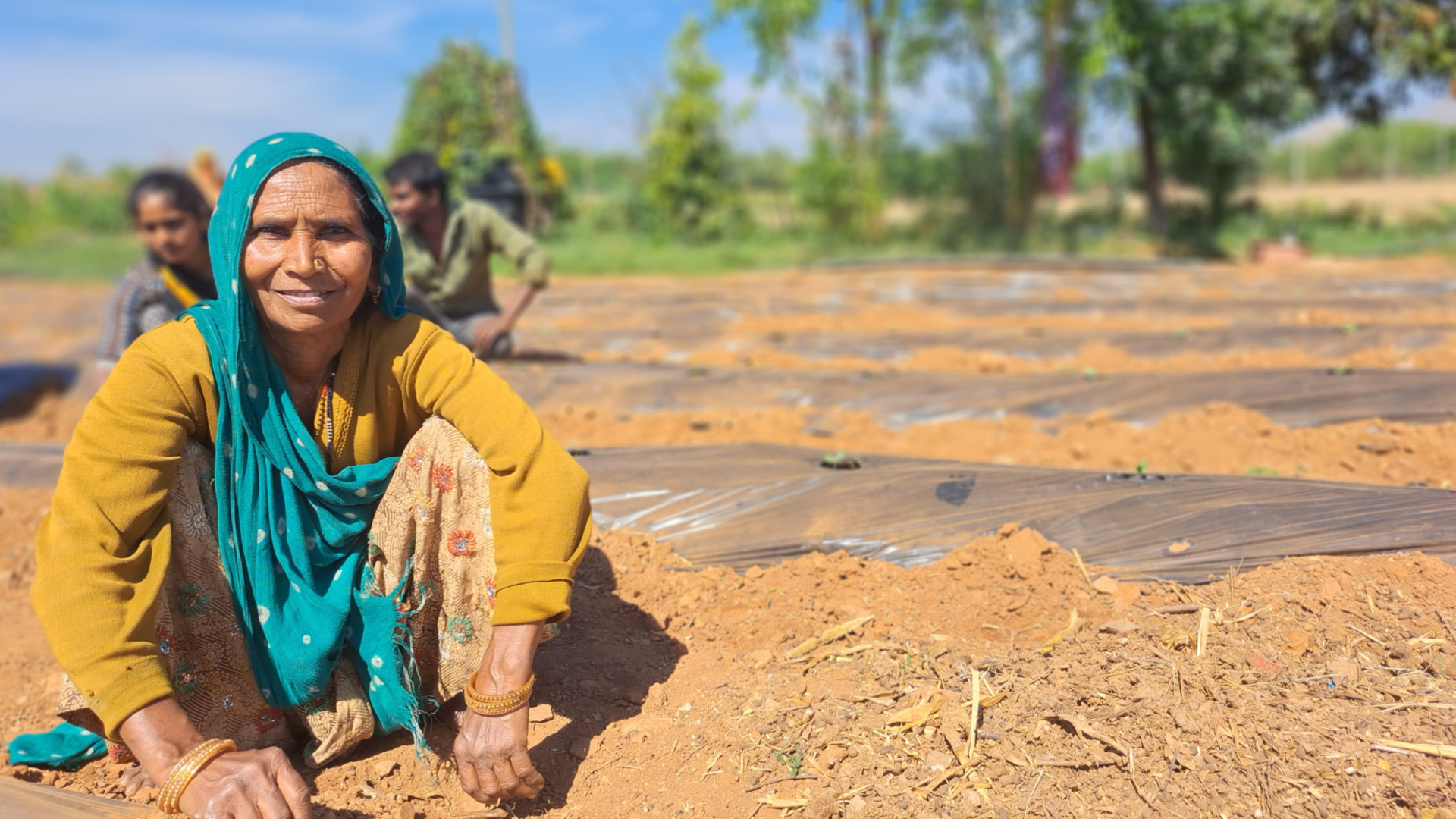 Woman working on field